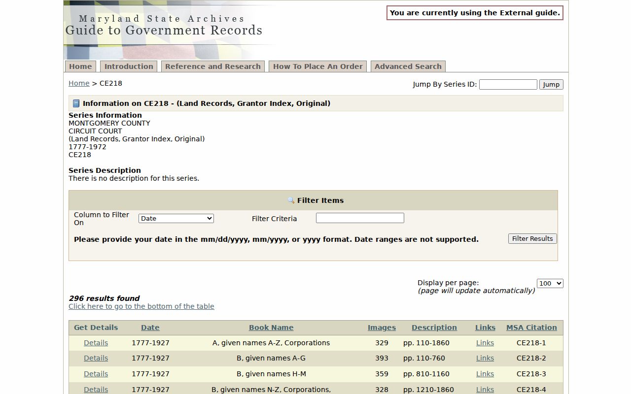 Olney people search in historic Montgomery County grantor indexes