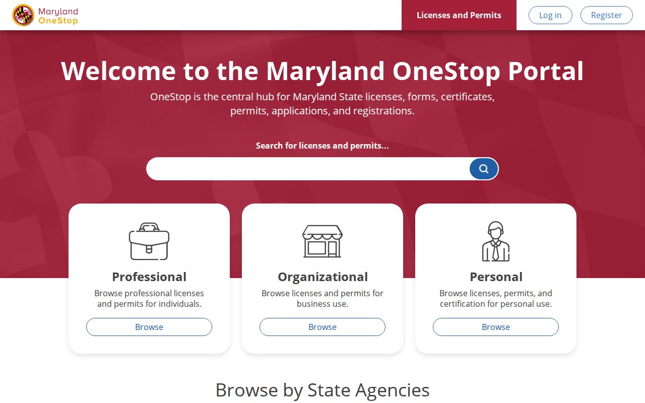 Olney public records access through Maryland OneStop licenses and permits